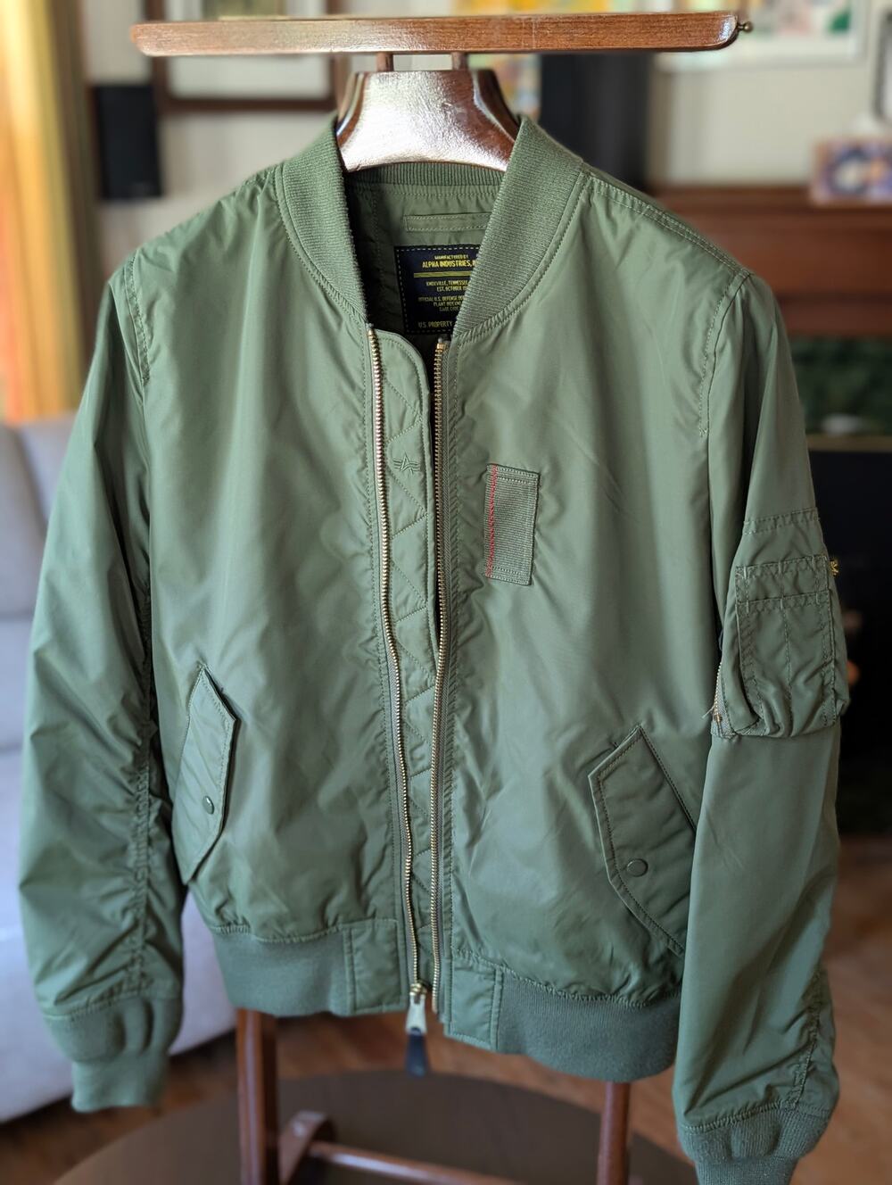 Alpha Industries MA-1 Lightweight Flight Bomber Jacket Sage Green Men's Size M